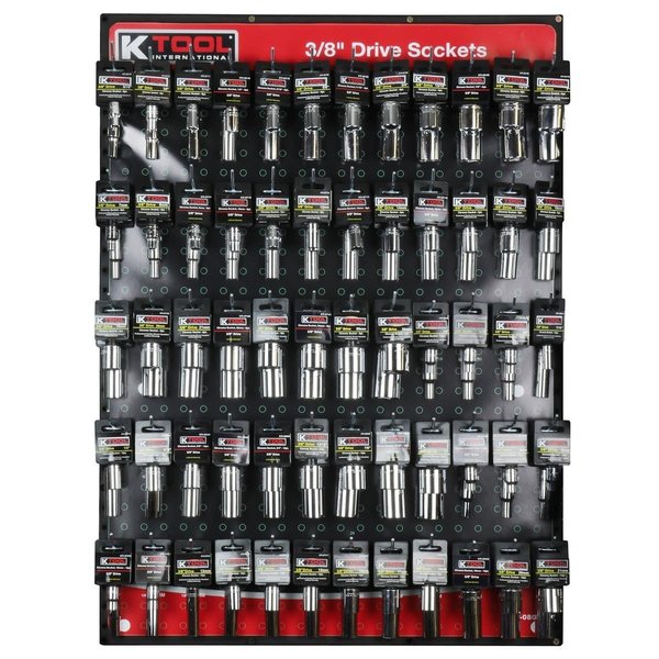 K-Tool International Sockets Display Board, 3/8" Drive KTI0807